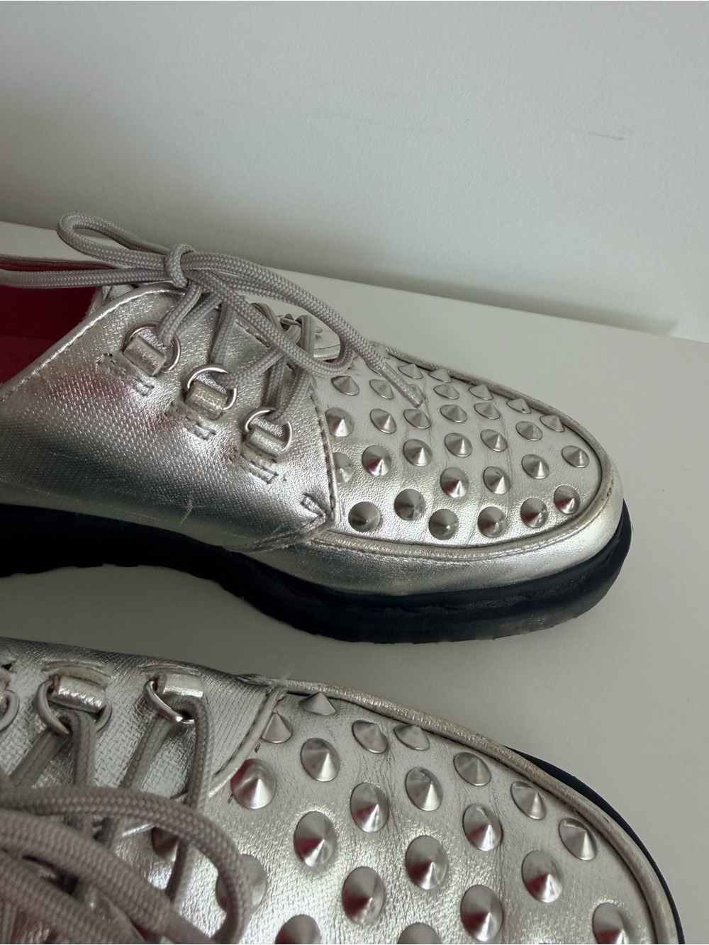 Dr Martens Silver Studded Lace-Up Shoes - Women size 9 - Picture 2 of 11